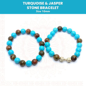 Handmade Turquoise & Jasper Stone Bracelet Pair (10mm)
