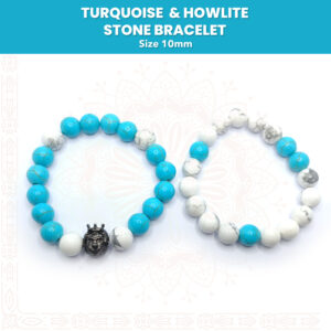 Handmade Turquoise & Howlite Stone Bracelet Pair