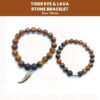 Handmade Tiger Eye & Lava Stone Bracelet Pair