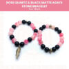 Handmade Rose Quartz & Black Matte Agate Stone Bracelet Pair