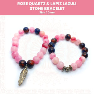 Handmade Rose Quartz & Lapiz Lazuli Stone Bracelet Pair