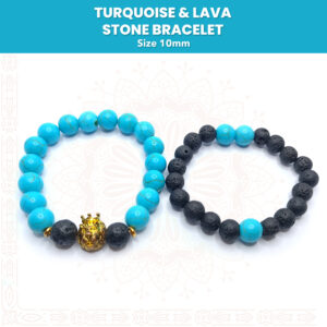Handmade Turquoise & Lava Stone Bracelet Pair
