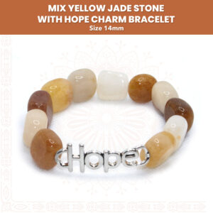 Handmade Mix yellow Jade Stone With Hope Charm Bracelet Pair