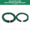 Handmade Malachite Stone With Crown Charm Bracelet Pair