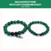 Handmade Malachite Stone With Leaf Charm Bracelet Pair