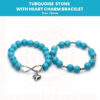 Handmade Turquoise Stone With Heart Charm Bracelet Pair