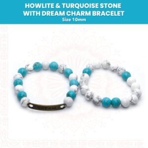 Handmade Howlite & Turquoise Stone With Dream Charm Bracelet Pair