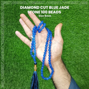 Diamond Cut Blue Jade Stones 100 Beads (8mm) Tasbih / Zikr Tasbih