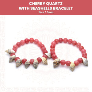 Handmade Cherry Quartz With Seashells Bracelet Pair