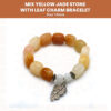 Handmade Mix Yellow Jade Stone With Leaf Charm Bracelet