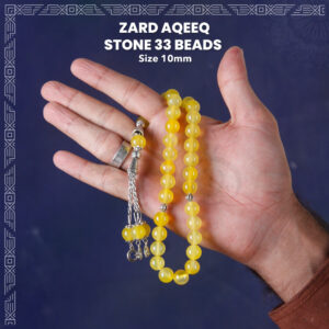 Zard Aqeeq Stone 33 Beads (10mm) With Chain Tasbih / Zikr Tasbih