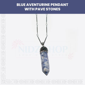 Blue Aventurine Pendant With Pave Stones