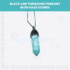 Black Line Turquoise Pendant With Pave Stones