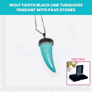 Wolf Tooth Black Line Turquoise Pendant With Pave Stones