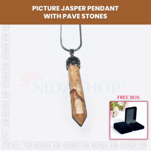 Picture Jasper Pendant With Pave Stones