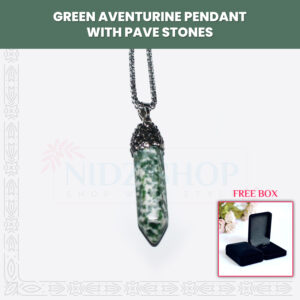 Green Aventurine Pendant With Pave Stones