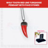 Wolf Tooth Red Line Turquoise Pendant With Pave Stones