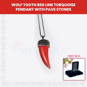 Wolf Tooth Red Line Turquoise Pendant With Pave Stones