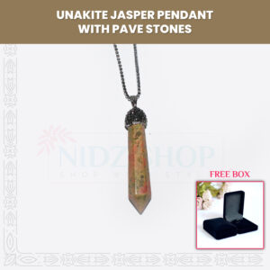 Unakite Jasper Pendant With Pave Stones