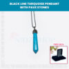 Black Line Turquoise Pendant With Pave Stones