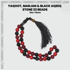 Yaqoot, Marjan & Black Aqeeq Stone 33 Beads (10mm) Tasbih / Zikr Tasbih